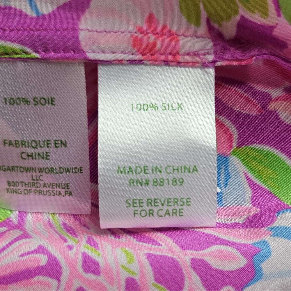 NWOT Lily Pulitzer Silk Pink Floral Blouse - Picture 10 of 10